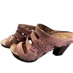 Dansko Nigella Violet Floral Leather Sandals Women's Size 7.5 Eur 38‎